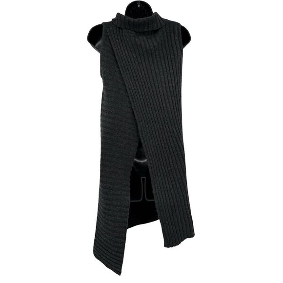 Krimson Klover Asymmetrical Rib Sleeveless Knit Tunic Top | Charcoal Gray | XS - Picture 5 of 8